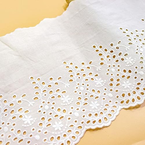 WANYI Baumwolle Spitzenband Spitzenborte Stickerei Vintage Spitze 19cm Breite Hohle Dekoband Zierband Borten und Bänder zum Nähen für DIY Handwerk Kleidung(Weiß) von WANYI
