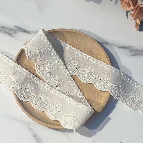 WANYI Baumwolle Spitzenband Spitzenborte Vintage 4cm Breite Spitzenstoff Meterware Stickerei Spitzenbordüre Bilateral Verdickung Dekoband für Nähen Handwerk Hochzeit Deko Geschenkbox（Aprikose） von WANYI
