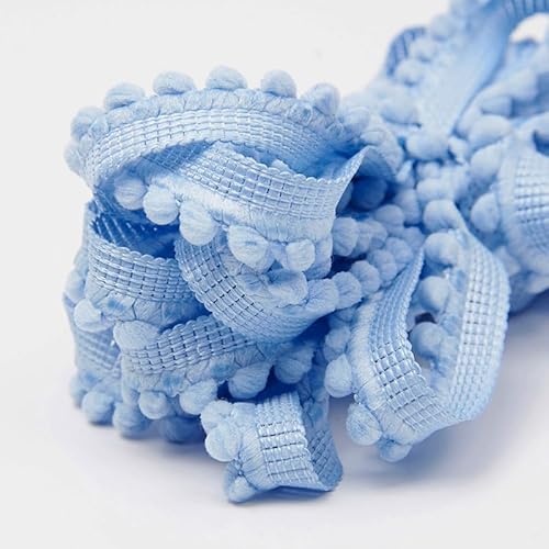 WANYI Bommelborte 1,3cm Breit Quastenborte Dekoration Dekoband mit Pompons Borten und Bänder zum Nähen Meterware Bommelband Zierband für DIY Handwerk Kleidung Vorhang Kissen（Blau） von WANYI