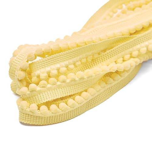 WANYI Bommelborte 1,3cm Breit Quastenborte Dekoration Dekoband mit Pompons Borten und Bänder zum Nähen Meterware Bommelband Zierband für DIY Handwerk Kleidung Vorhang Kissen（Gelb） von WANYI