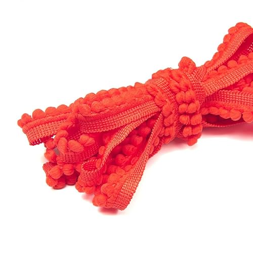WANYI Bommelborte 1,3cm Breit Quastenborte Dekoration Dekoband mit Pompons Borten und Bänder zum Nähen Meterware Bommelband Zierband für DIY Handwerk Kleidung Vorhang Kissen（Rot） von WANYI