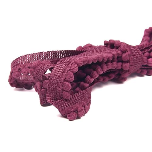 WANYI Bommelborte 1,3cm Breit Quastenborte Dekoration Dekoband mit Pompons Borten und Bänder zum Nähen Meterware Bommelband Zierband für DIY Handwerk Kleidung Vorhang Kissen（dunkelviolett） von WANYI