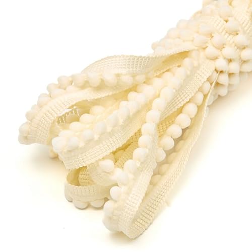 WANYI Bommelborte 1,3cm Breit Quastenborte Dekoration Dekoband mit Pompons Borten und Bänder zum Nähen Meterware Bommelband Zierband für DIY Handwerk Kleidung Vorhang Kissen（hellgelb） von WANYI