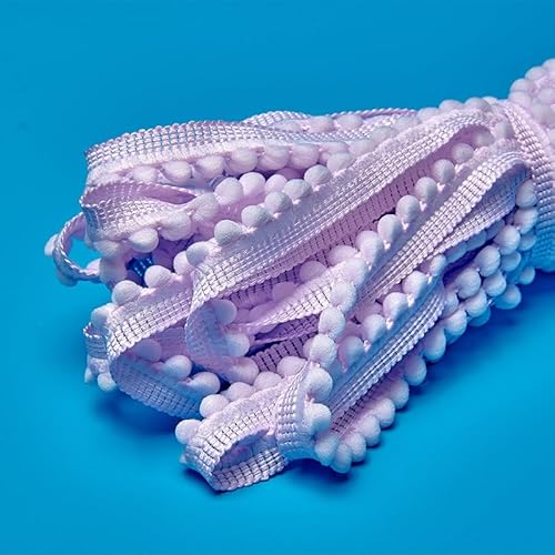 WANYI Bommelborte 1,3cm Breit Quastenborte Dekoration Dekoband mit Pompons Borten und Bänder zum Nähen Meterware Bommelband Zierband für DIY Handwerk Kleidung Vorhang Kissen（lila） von WANYI