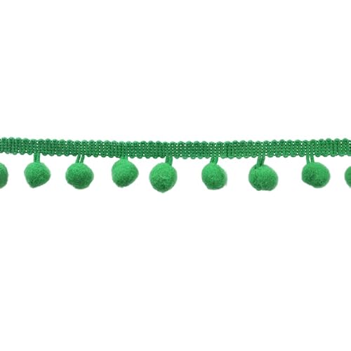 WANYI Bommelborte 2,2cm Breit Pompons Borte zum Basteln Borten und Bänder zum Nähen Meterware Dekoband mit Pompons Bommelband Fransenborte für DIY Basteln Kleidung Vorhang(Grasgrün) von WANYI