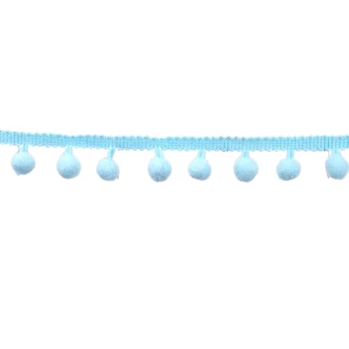 WANYI Bommelborte 2,2cm Breit Pompons Borte zum Basteln Borten und Bänder zum Nähen Meterware Dekoband mit Pompons Bommelband Fransenborte für DIY Basteln Kleidung Vorhang(Hellblau) von WANYI