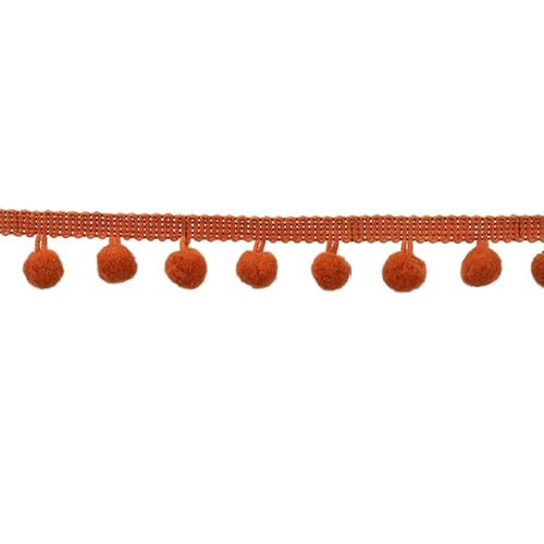 WANYI Bommelborte 2,2cm Breit Pompons Borte zum Basteln Borten und Bänder zum Nähen Meterware Dekoband mit Pompons Bommelband Fransenborte für DIY Basteln Kleidung Vorhang(Hellbraun) von WANYI