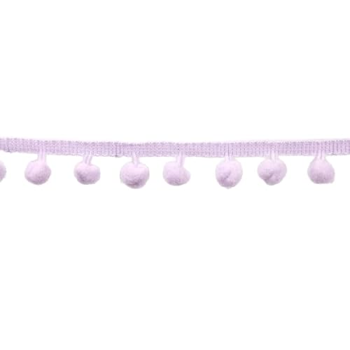 WANYI Bommelborte 2,2cm Breit Pompons Borte zum Basteln Borten und Bänder zum Nähen Meterware Dekoband mit Pompons Bommelband Fransenborte für DIY Basteln Kleidung Vorhang(Hellviolett) von WANYI
