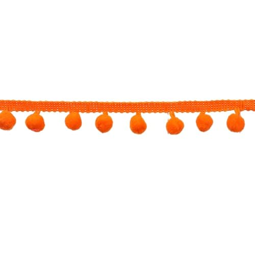 WANYI Bommelborte 2,2cm Breit Pompons Borte zum Basteln Borten und Bänder zum Nähen Meterware Dekoband mit Pompons Bommelband Fransenborte für DIY Basteln Kleidung Vorhang(Orange) von WANYI