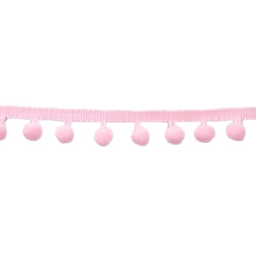 WANYI Bommelborte 2,2cm Breit Pompons Borte zum Basteln Borten und Bänder zum Nähen Meterware Dekoband mit Pompons Bommelband Fransenborte für DIY Basteln Kleidung Vorhang(Rosa 03) von WANYI