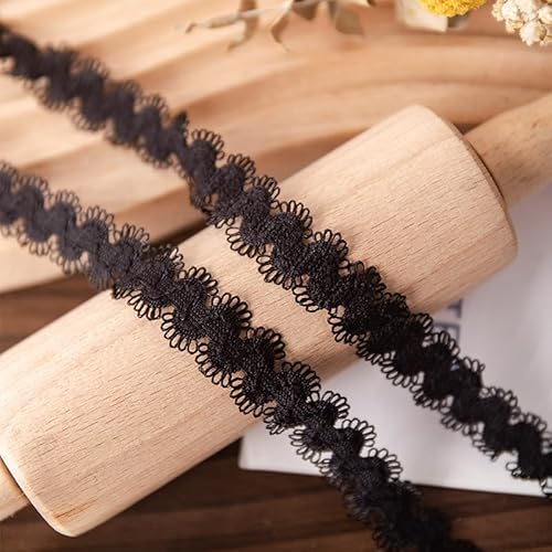 WANYI Elastizität Spitzenband 1.5cm Breit Borten und Bänder zum Nähen Meterware Vintage Dekoband Dessous Spitzenbordüre Zierband für DIY Handwerk Kleidung Hochzeit Geschenkband（Schwarz） von WANYI