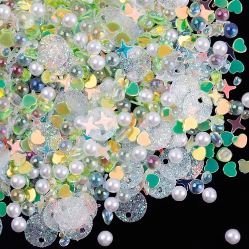 WANYI Glitzer Pailletten zum Basteln Lose Pailletten Set Bunt Pailetten Nail Art Glitter Sequins Pailetten Deko für DIY Dekoration Maniküre Make up Handyhülle 20g,Grün von WANYI