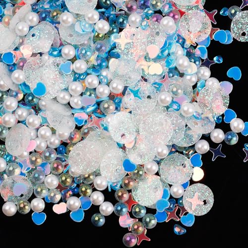 WANYI Glitzer Pailletten zum Basteln Lose Pailletten Set Bunt Pailetten Nail Art Glitter Sequins Pailetten Deko für DIY Dekoration Maniküre Make up Handyhülle 40g,Blau von WANYI