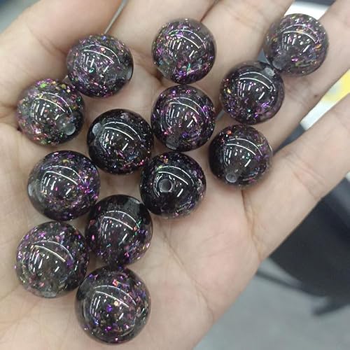 WANYI Glitzer Perlen für Armbänder Selber Machen 20 Stück Bunte Glitzerperlen zum Auffädeln Bastelperlen 12mm Runde Perlenset Schmuckperlen für Armbänder, DIY Kreative Handwerk(03) von WANYI