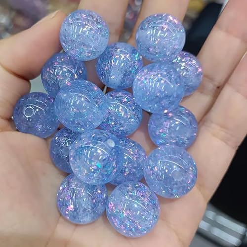 WANYI Glitzer Perlen für Armbänder Selber Machen 20 Stück Bunte Glitzerperlen zum Auffädeln Bastelperlen 12mm Runde Perlenset Schmuckperlen für Armbänder, DIY Kreative Handwerk(07) von WANYI