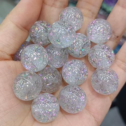 WANYI Glitzer Perlen für Armbänder Selber Machen 40 Stück Bunte Glitzerperlen zum Auffädeln Bastelperlen 10mm Runde Perlenset Schmuckperlen für Armbänder, DIY Kreative Handwerk(02) von WANYI