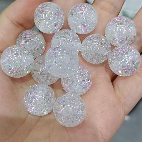 WANYI Glitzer Perlen für Armbänder Selber Machen 40 Stück Bunte Glitzerperlen zum Auffädeln Bastelperlen 16mm Runde Perlenset Schmuckperlen für Armbänder, DIY Kreative Handwerk(06) von WANYI