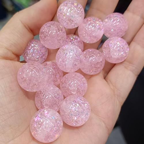 WANYI Glitzer Perlen für Armbänder Selber Machen 40 Stück Bunte Glitzerperlen zum Auffädeln Bastelperlen 16mm Runde Perlenset Schmuckperlen für Armbänder, DIY Kreative Handwerk(09) von WANYI