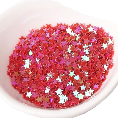 WANYI Glitzer Streudeko Sterne 3mm Konfetti Sterne Deko DIY Sterndekorationen mini Pailletten für Tischdeko Geburtstagsdeko Party Hochzeit Dekorationen(Rot 01) von WANYI