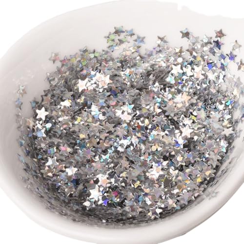 WANYI Glitzer Streudeko Sterne 3mm Konfetti Sterne Deko DIY Sterndekorationen mini Pailletten für Tischdeko Geburtstagsdeko Party Hochzeit Dekorationen(Silber) von WANYI
