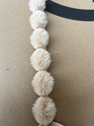 WANYI Kunstfell Band 3cm Breit Kunstfell zum Basteln BommelBorte Meterware Borte zum Nähen Plüsch Bommelband für DIY Basteln Kleidung Weihnachtsdeko(Beige) von WANYI