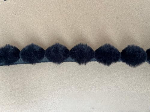 WANYI Kunstfell Band 3cm Breit Kunstfell zum Basteln BommelBorte Meterware Borte zum Nähen Plüsch Bommelband für DIY Basteln Kleidung Weihnachtsdeko(Schwarz) von WANYI