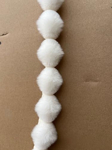 WANYI Kunstfell Band 3cm Breit Kunstfell zum Basteln BommelBorte Meterware Borte zum Nähen Plüsch Bommelband für DIY Basteln Kleidung Weihnachtsdeko(Weiß 01) von WANYI