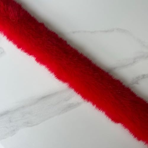 WANYI Kunstfellband 1cm Breit Plüsch Kunstfell zum Basteln Borten und Bänder zum Nähen Meterware Kunstfell Borte Dekoband für DIY Handwerk Kleidung(Rot) von WANYI