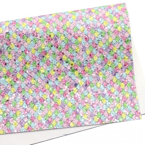 WANYI Kunstleder PVC Lederreste zum Basteln Lederstücke Bunt 20x33cm Lederzuschnitte Fischschuppen Muster Lederstoffe zum Nähen Leder-Zubehör für DIY Handwerk Lederprojekte（01） von WANYI