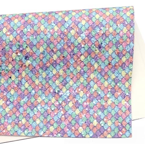 WANYI Kunstleder PVC Lederreste zum Basteln Lederstücke Bunt 20x33cm Lederzuschnitte Fischschuppen Muster Lederstoffe zum Nähen Leder-Zubehör für DIY Handwerk Lederprojekte（06） von WANYI