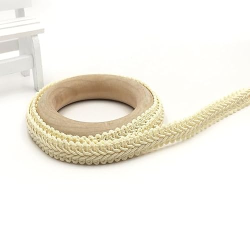 WANYI Polyester Trim 1,2cm Breit Geflochtenes Borten und Bänder zum Nähen Meterware Vintage Dekoband Geschenkband Spitzenband für DIY Basteln Kleidung Hochzeit Geschenkbox(Beige) von WANYI