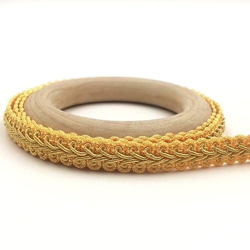 WANYI Polyester Trim 1,2cm Breit Geflochtenes Borten und Bänder zum Nähen Meterware Vintage Dekoband Geschenkband Spitzenband für DIY Basteln Kleidung Hochzeit Geschenkbox(Goldgelb) von WANYI