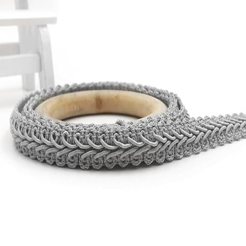WANYI Polyester Trim 1,2cm Breit Geflochtenes Borten und Bänder zum Nähen Meterware Vintage Dekoband Geschenkband Spitzenband für DIY Basteln Kleidung Hochzeit Geschenkbox(Grau) von WANYI