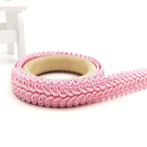 WANYI Polyester Trim 1,2cm Breit Geflochtenes Borten und Bänder zum Nähen Meterware Vintage Dekoband Geschenkband Spitzenband für DIY Basteln Kleidung Hochzeit Geschenkbox(Rosa) von WANYI