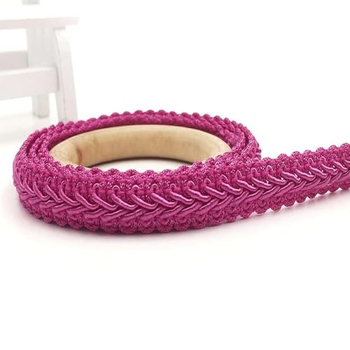 WANYI Polyester Trim 1,2cm Breit Geflochtenes Borten und Bänder zum Nähen Meterware Vintage Dekoband Geschenkband Spitzenband für DIY Basteln Kleidung Hochzeit Geschenkbox(Rosenrot) von WANYI