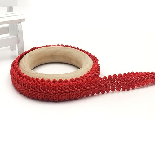 WANYI Polyester Trim 1,2cm Breit Geflochtenes Borten und Bänder zum Nähen Meterware Vintage Dekoband Geschenkband Spitzenband für DIY Basteln Kleidung Hochzeit Geschenkbox(Rot) von WANYI