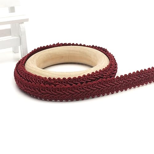 WANYI Polyester Trim 1,2cm Breit Geflochtenes Borten und Bänder zum Nähen Meterware Vintage Dekoband Geschenkband Spitzenband für DIY Basteln Kleidung Hochzeit Geschenkbox(Weinrot) von WANYI