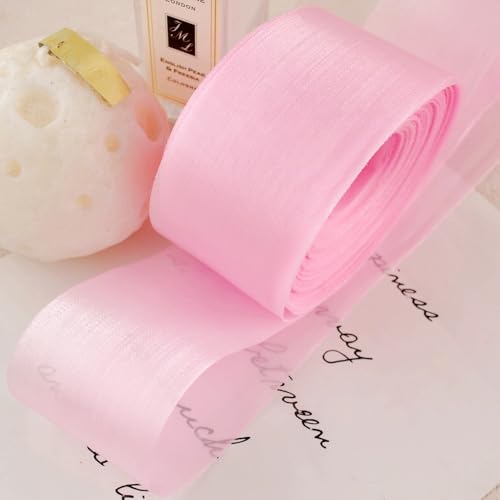 WANYI Schleifenband 40mm Breit Geschenkband Schleifenband zum Basteln Geschenkband Hochzeit Dekoband Stoffband für Geschenkverpackung Geburtstag Schleifen Satinband（Rosa） von WANYI