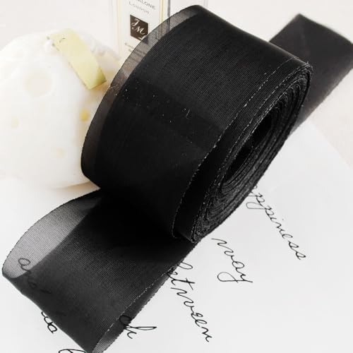 WANYI Schleifenband 40mm Breit Geschenkband Schleifenband zum Basteln Geschenkband Hochzeit Dekoband Stoffband für Geschenkverpackung Geburtstag Schleifen Satinband（Schwarz） von WANYI