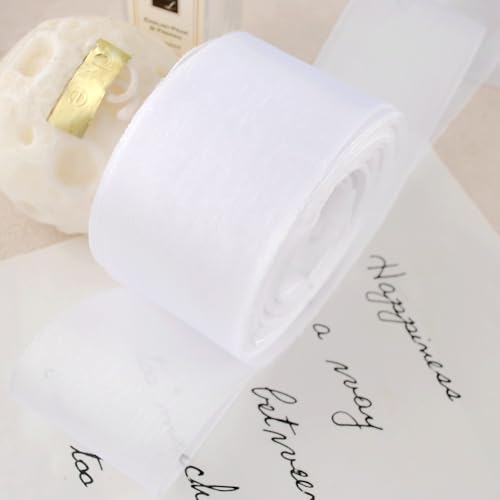 WANYI Schleifenband 40mm Breit Geschenkband Schleifenband zum Basteln Geschenkband Hochzeit Dekoband Stoffband für Geschenkverpackung Geburtstag Schleifen Satinband（Weiß） von WANYI