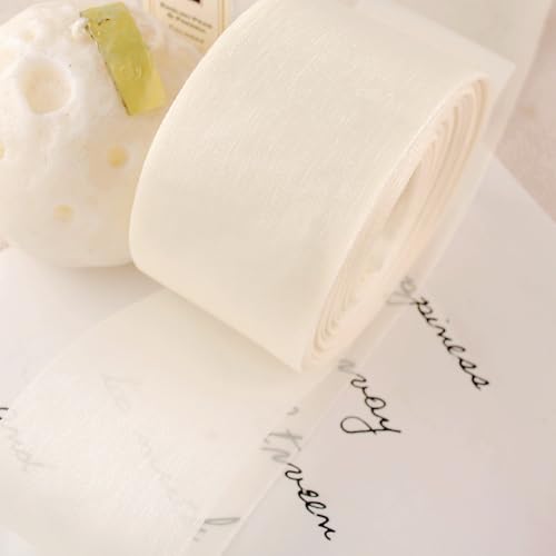 WANYI Schleifenband 40mm Breit Geschenkband Schleifenband zum Basteln Geschenkband Hochzeit Dekoband Stoffband für Geschenkverpackung Geburtstag Schleifen Satinband（beigeweiß） von WANYI