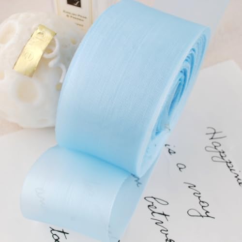 WANYI Schleifenband 40mm Breit Geschenkband Schleifenband zum Basteln Geschenkband Hochzeit Dekoband Stoffband für Geschenkverpackung Geburtstag Schleifen Satinband（hellblau） von WANYI