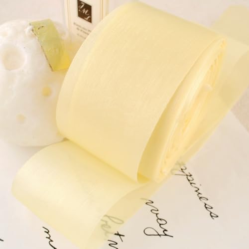 WANYI Schleifenband 40mm Breit Geschenkband Schleifenband zum Basteln Geschenkband Hochzeit Dekoband Stoffband für Geschenkverpackung Geburtstag Schleifen Satinband（hellgelb） von WANYI