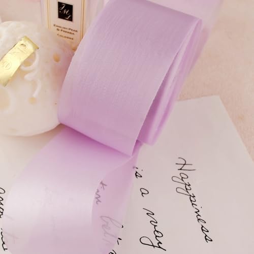 WANYI Schleifenband 40mm Breit Geschenkband Schleifenband zum Basteln Geschenkband Hochzeit Dekoband Stoffband für Geschenkverpackung Geburtstag Schleifen Satinband（hellviolett） von WANYI