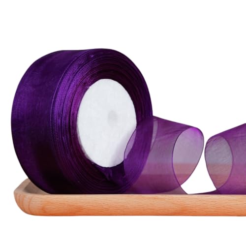 WANYI Schleifenband Geschenkband Hochzeit 4cm x 45m Rolle Dekoband Chiffonband Stoffband Ribbon Bänder für Geschenkverpackungen, Schleifen Haarschmuck(Dunkelviolett) von WANYI