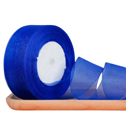 WANYI Schleifenband Geschenkband Hochzeit 4cm x 45m Rolle Dekoband Chiffonband Stoffband Ribbon Bänder für Geschenkverpackungen, Schleifen Haarschmuck(Saphirblau) von WANYI