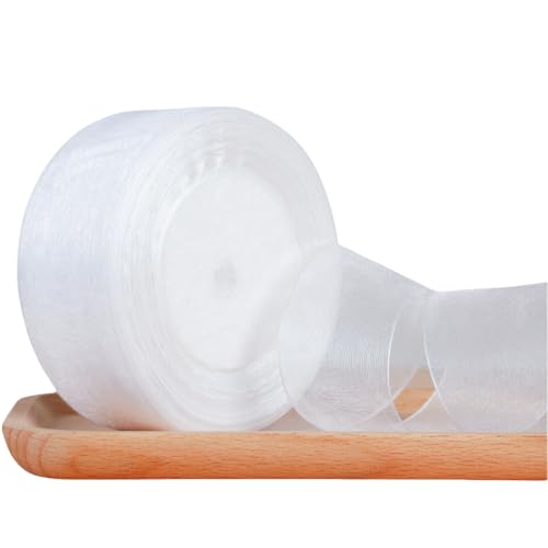 WANYI Schleifenband Geschenkband Hochzeit 4cm x 45m Rolle Dekoband Chiffonband Stoffband Ribbon Bänder für Geschenkverpackungen, Schleifen Haarschmuck(Weiß) von WANYI