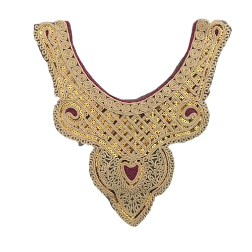 WANYI Spitze Kragen Applikation Spitzenkragen Damen Stickerei Applique Patch Halskragen Pailletten Vintage Ausschnitt Verzieren Einsatzkragen für Nähen DIY Handwerk Kostüm Kleidung（01） von WANYI