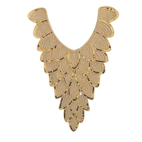WANYI Spitze Kragen Applikation Spitzenkragen Damen Stickerei Applique Patch Halskragen Pailletten Vintage Ausschnitt Verzieren Einsatzkragen für Nähen DIY Handwerk Kostüm Kleidung（08） von WANYI