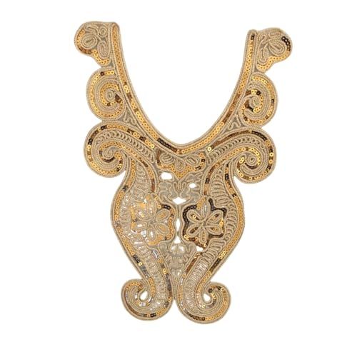 WANYI Spitze Kragen Applikation Spitzenkragen Damen Stickerei Applique Patch Halskragen Pailletten Vintage Ausschnitt Verzieren Einsatzkragen für Nähen DIY Handwerk Kostüm Kleidung（12） von WANYI